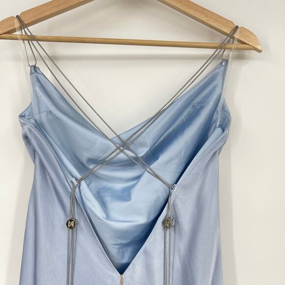 Meshki Light Blue Satin Maxi Dress - Picture 10 of 14